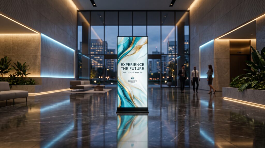 Midia indoor: painel digital em ambiente comercial