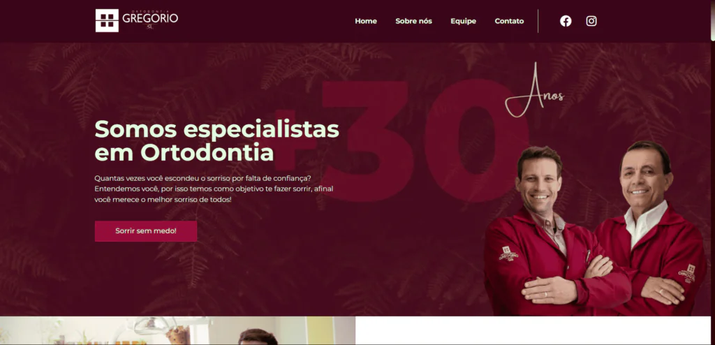 Site da Clínica Gregório de ortodontia desenvolvido pela L3
