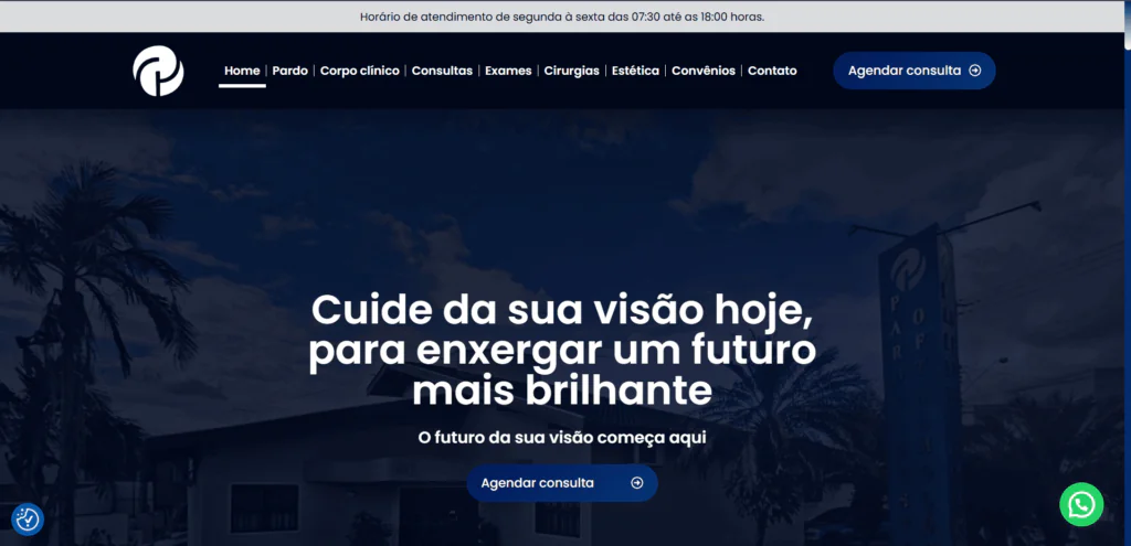 Site da Pardo Oftalmologia desenvolvido pela L3