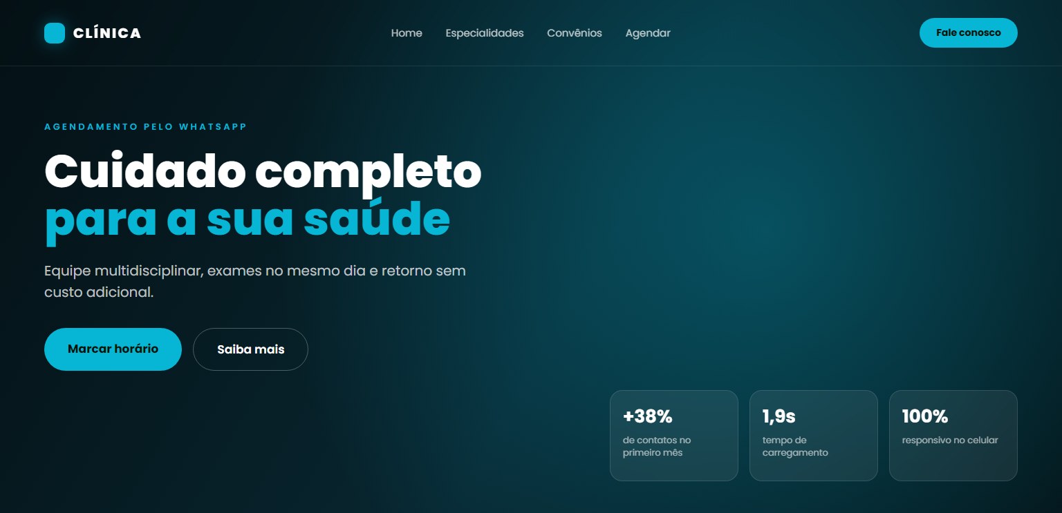Layout de site para clínica com agendamento online criado pela L3